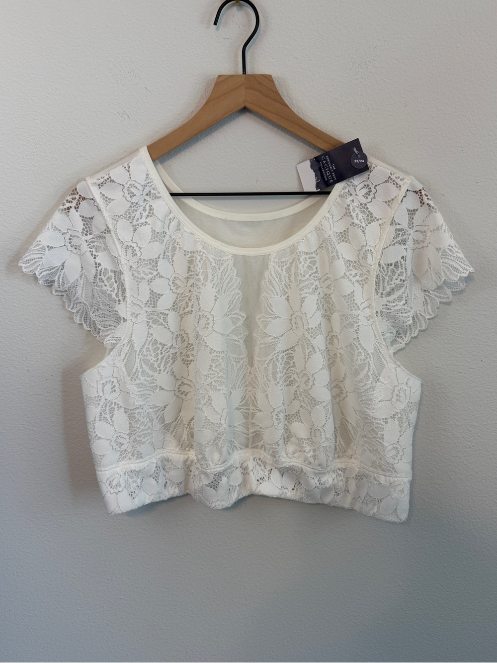 Cacique White Lace Crop Top